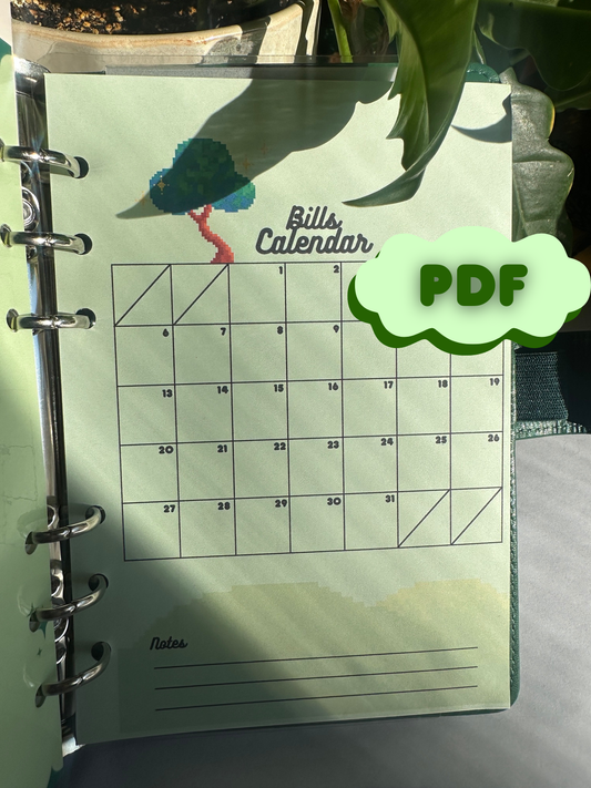 FREE PDF Bills Calendar